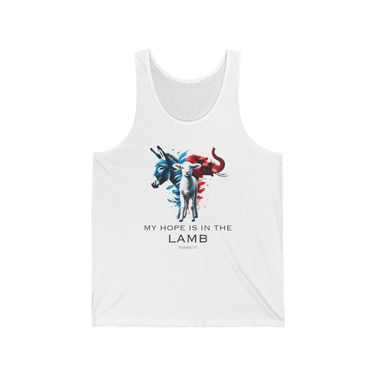 "MY HOPE IS IN THE LAMB" Unisex Jersey Tank